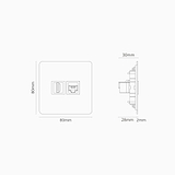 Kew Enkele RJ45 en HDMI voedingsmodule - Antiek messing | Wit