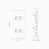 Kew Dubbele 4x verticale tuimelschakelaar - Beschilderbaar gepolijst nikkel