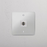 Efficiënte tv-signaalontvangstaccessoire: Doorzichtig Wit enkele satelliet module op witte achtergrond