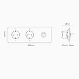 Kew Drievoudige tuimelschakelaar en 2x Schuko type F stopcontact - Doorzichtig antiek messing | Zwart