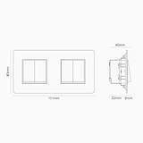 Kew Dubbele 4x wipschakelaar - Antiek messing | Zwart