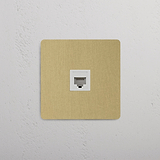 Veilige en betrouwbare enkele RJ45-module in Antiek Messing wit op witte achtergrond