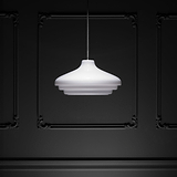 Brookfield Grote Hanglamp van Opaalglas met gepolijste nikkel afwerking, elegant gepresenteerd tegen een donkere muur.