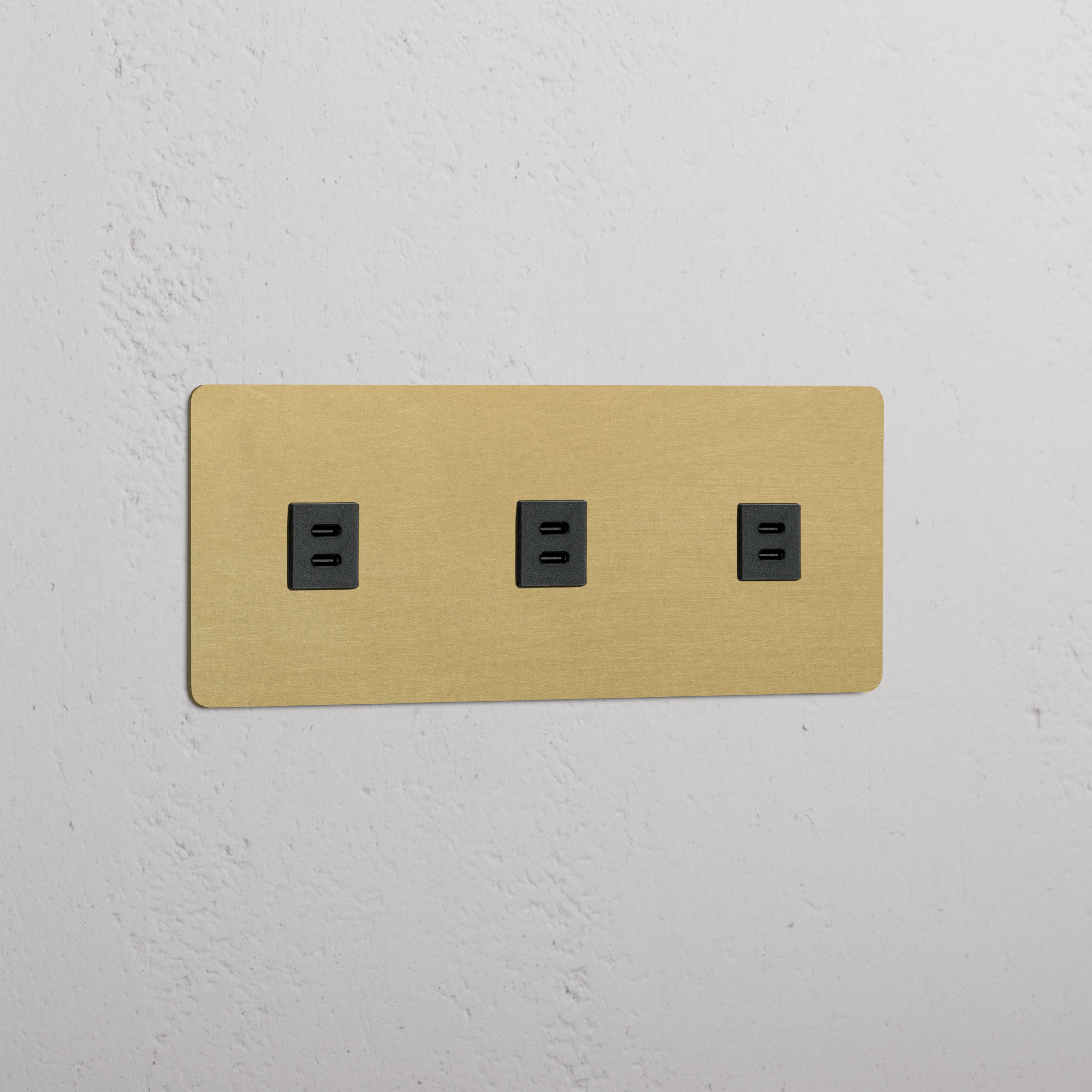 Drievoudige USB Module met 3 Aansluitingen in Antiek Messing Zwart