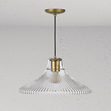 Hammersmith Grote Hanglamp Geribbeld Glas - Antiek Messing