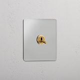 Pulsdrukker Doorzichtig Antiek Messing Enkele Tuimelschakelaar - Efficiënte Lichtbediening Accessoire