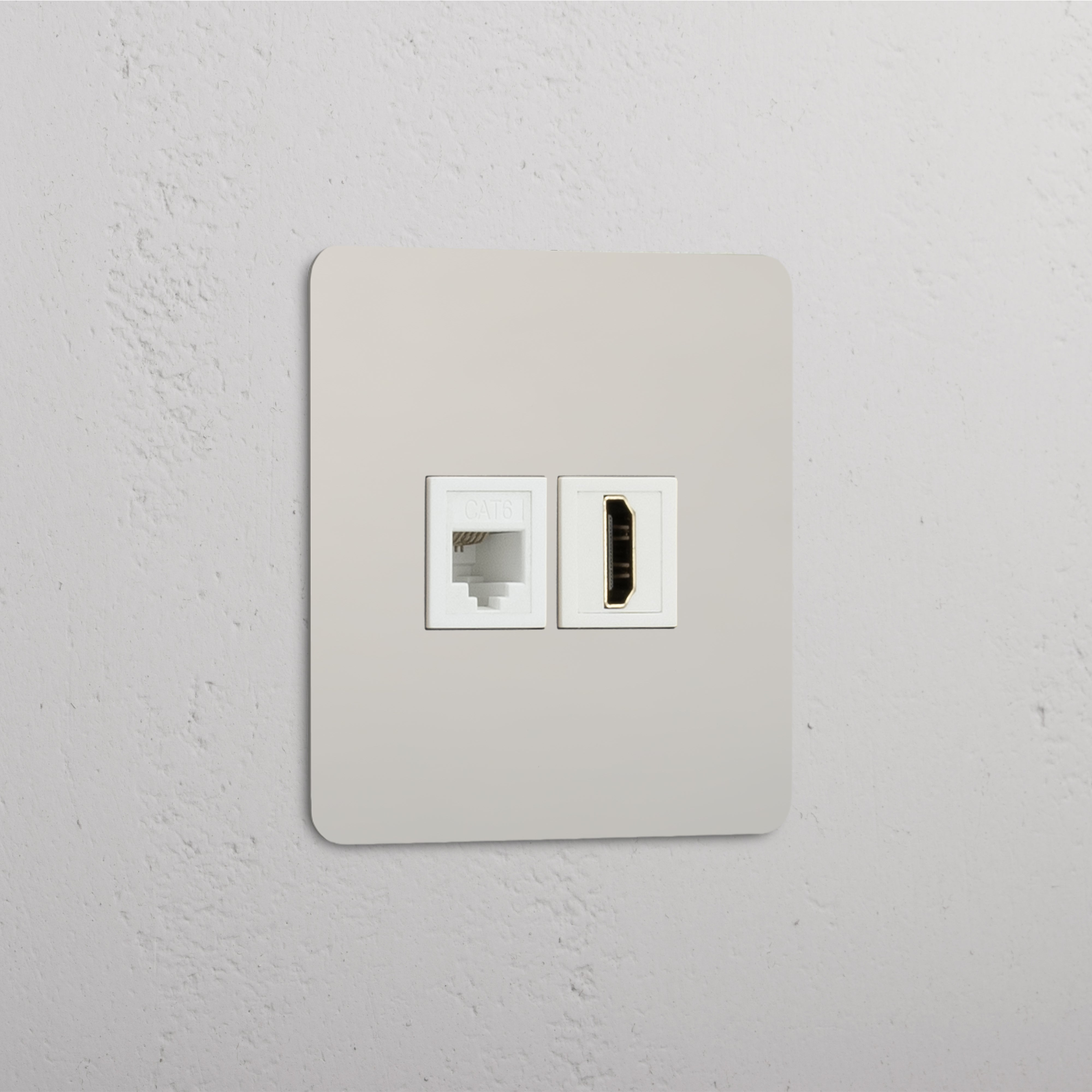 Mixed Hoge Resolutie Video en Netwerkverbinding Accessoire: Enkele RJ45 & HDMI Module in Gepolijst Nikkel Wit