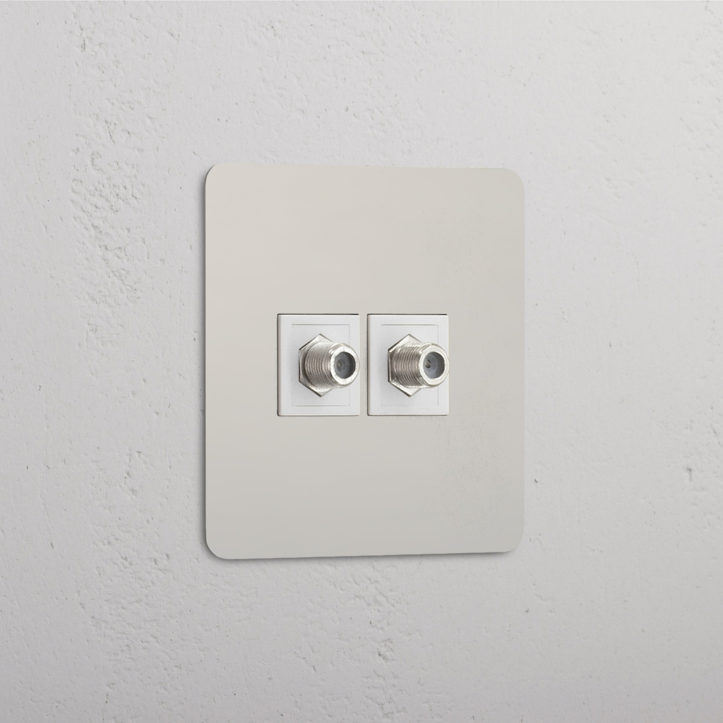 Dubbele Satelliet Signaal Accessoire: Gepolijst Nikkel Wit Enkele 2x Satelliet Module