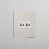 Dubbele Satelliet Signaal Accessoire: Gepolijst Nikkel Wit Enkele 2x Satelliet Module