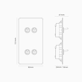 Kew Dubbele 4x verticale wipschakelaar - Doorzichtig gepolijst nikkel | Wit