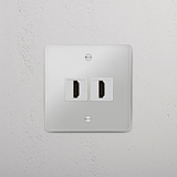 Doorzichtig Wit Dubbele Aansluiting HDMI-module - Betrouwbaar digitaal signaalaccessoire op witte achtergrond