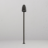 Ealing Pad Spotlight - Brons, een strakke bronzen buitenlamp tegen een effen grijze achtergrond.
