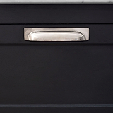 Polished Nickel Elm Cup Handle on Black Furniture