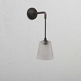 Modern Bronze Hanging Wall Light with Fluted Glass Shade