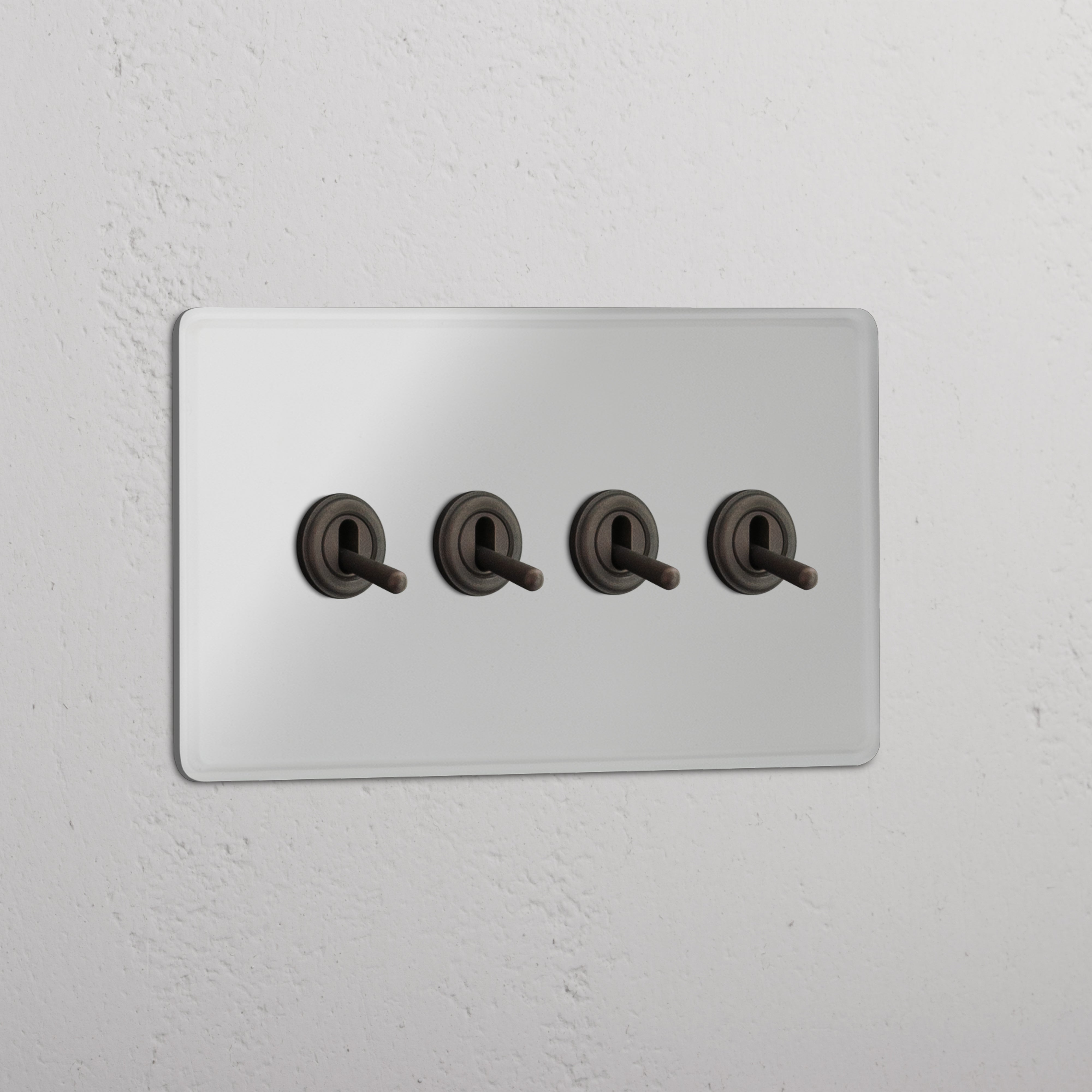 Vier Knoppen Dubbele Tuimelschakelaar in Doorzichtig Brons - Geavanceerde Lichtbeheer Accessoire