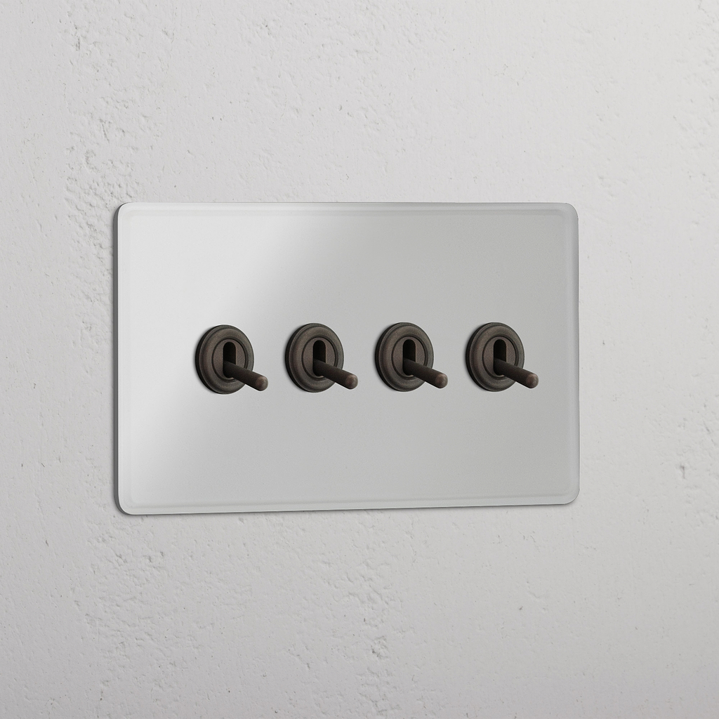 Vier Knoppen Dubbele Tuimelschakelaar in Doorzichtig Brons - Geavanceerde Lichtbeheer Accessoire