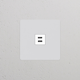 USB-C 30W voedingsmodule met enkele afdekplaat in overschilderbaar wit voor efficiënte stroomtoevoer.