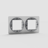 Strakke dubbele 45mm Schakelaar plaat in doorzichtig zwart voor efficiënte verlichting - op witte achtergrond