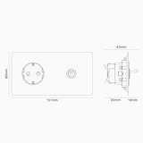 Kew Dubbele tuimelschakelaar en Schuko type F stopcontact - Gepolijst nikkel | Wit