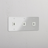 Razendsnel Opladen Doorzichtig Wit Drievoudige USB Module - Krachtig Opladen