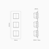 Kew Drievoudige 6x verticale wipschakelaar - Gepolijst nikkel | Wit
