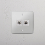 Superieur tv-ontvangstaccessoire: Doorzichtig Wit dubbele satelliet module op witte achtergrond
