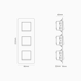 Kew Drievoudige 3x verticale wipschakelaar - Overschilderbaar antiek messing | Wit