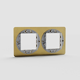 45mm Double Switch Plate in Antique Brass - Classic European Decor Item on White Background