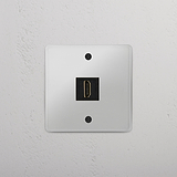 Single HDMI Module in Clear Black - High-Definition Connectivity Solution on White Background