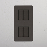 High-Capacity Double Vertical Rocker Switch in Bronze Black with 4 Positions on White Background