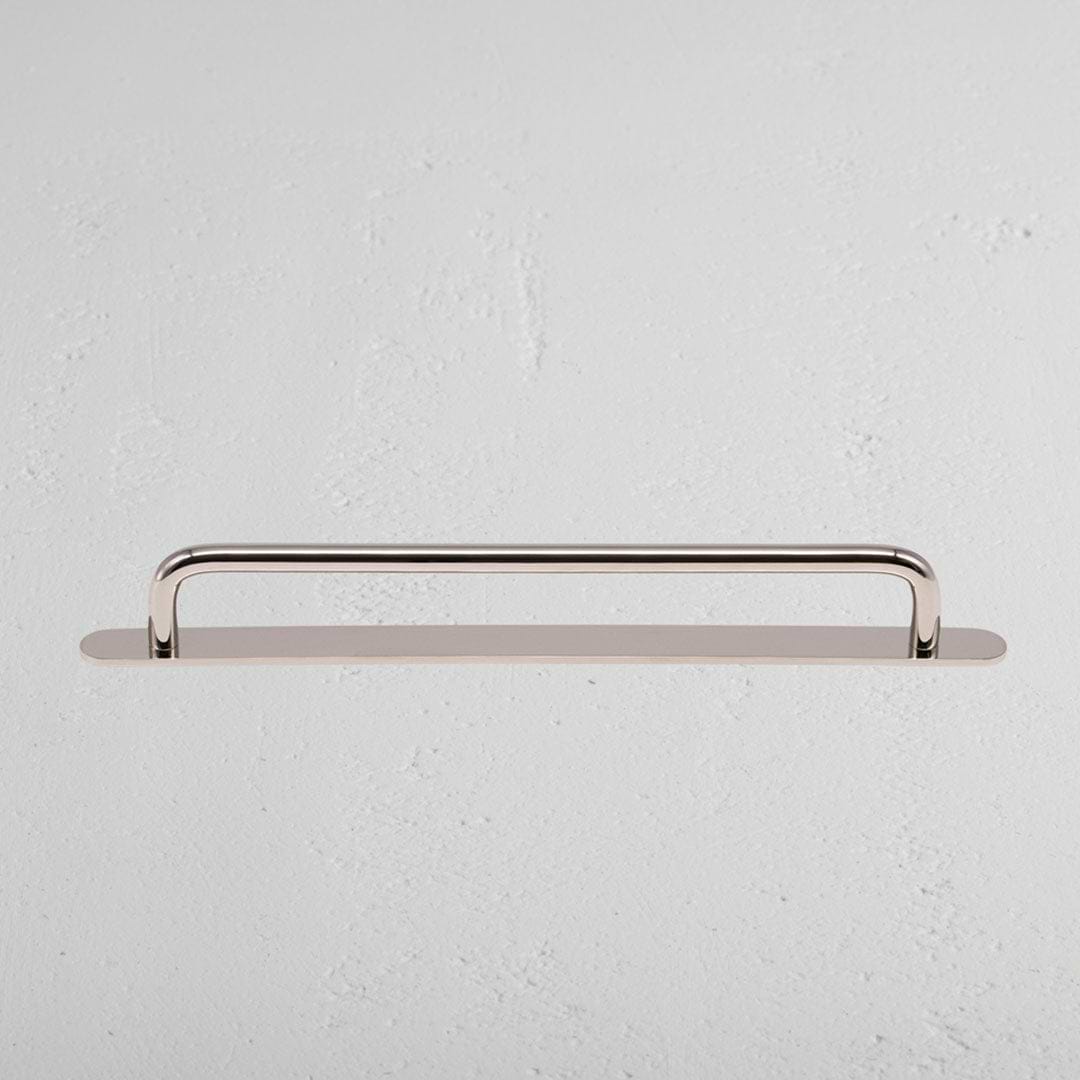 Polished Nickel Kilburn Furniture Handle on White Background