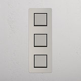 High Capacity Vertical Light Control Switch: Polished Nickel Black Triple 3x Vertical Rocker Switch on White Background