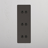 Elegant Bronze Triple Vertical Toggle Switch with 6 Positions on White Background