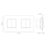 Interrupteur VV Carré x4 (Plaque Double) - Laiton Ancien Peignable Insert Noir