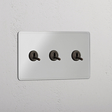 Triple Toggle Switch in Clear Bronze - Comprehensive Light Management Accessory