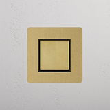 Central Position Rocker Switch in Antique Brass Black, Single Unit on White Background