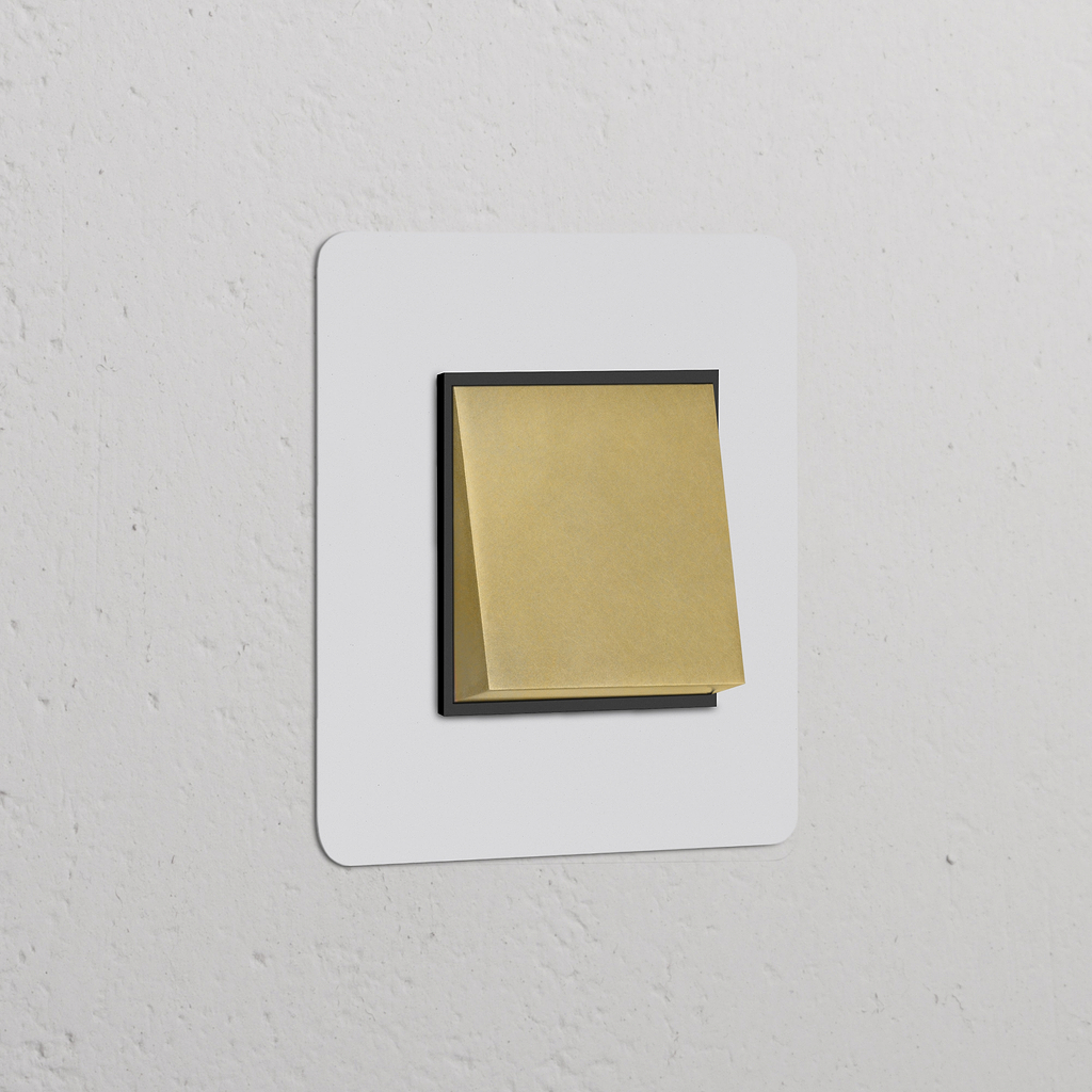 Permutateur Carré (Plaque Simple) - Laiton Ancien Peignable Insert Noir pour Interrupteurs & Variateurs Simple.