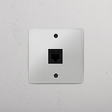Single RJ45 Module in Clear Black - Reliable Network Connection Tool on White Background