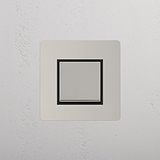 Retractive Light Control Switch on White Background: Polished Nickel Black Single Rocker Switch (Ret)