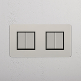 High Capacity Quad Control Light Switch: Four-Way Rocker Switch in Polished Nickel Black on White Background
