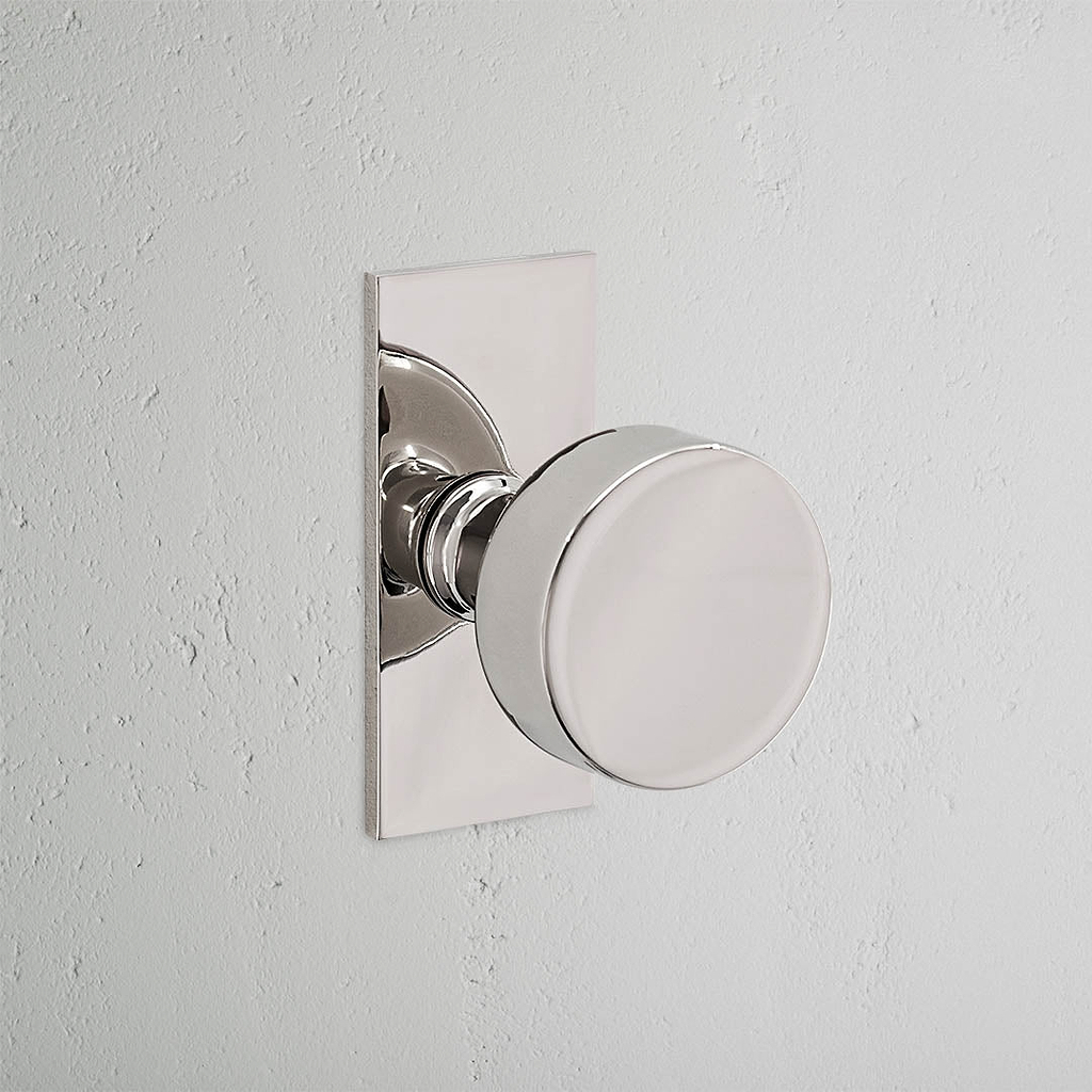 Onslow Bouton de Porte Fixe à Plaque Courte - Nickel Poli