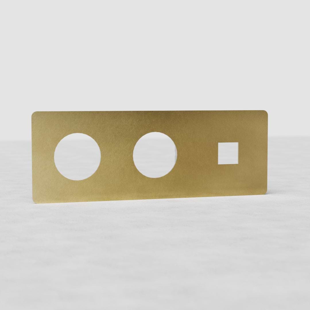 Plaque (Triple) Insert Keystone x1 & Insert Rond x2 - Laiton Ancien