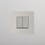 Single 2x Rocker Switch in Polished Nickel White on White Background