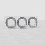 Plaque rectangulaire blanche transparente avec trois fentes circulaires pour insert triple rond, nommée Plaque (Triple) Insert Rond.