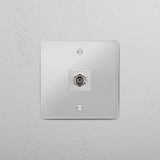 Efficient TV Signal Reception Accessory: Clear White Single Satellite Module on White Background