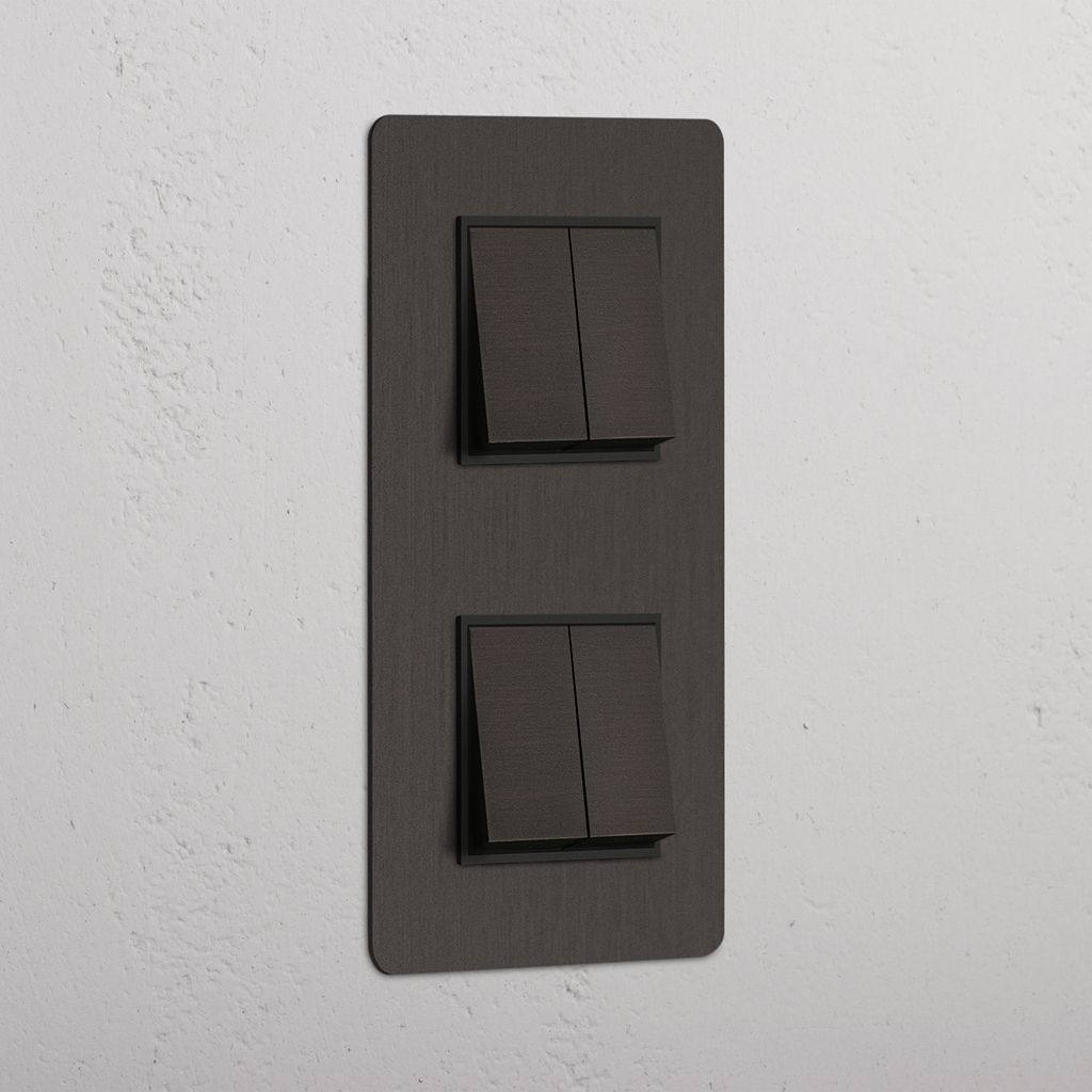 High-Capacity Double Vertical Rocker Switch in Bronze Black with 4 Positions - Advanced Home Detail