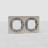 Plaque métallique double Nickel Poli avec deux inserts circulaires, conçue pour 'Plaque (Double) Insert Rond'.