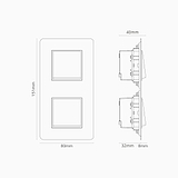 Interrupteur VV Carré x2 Vertical (Plaque Double) - Laiton Ancien Peignable Insert Blanc