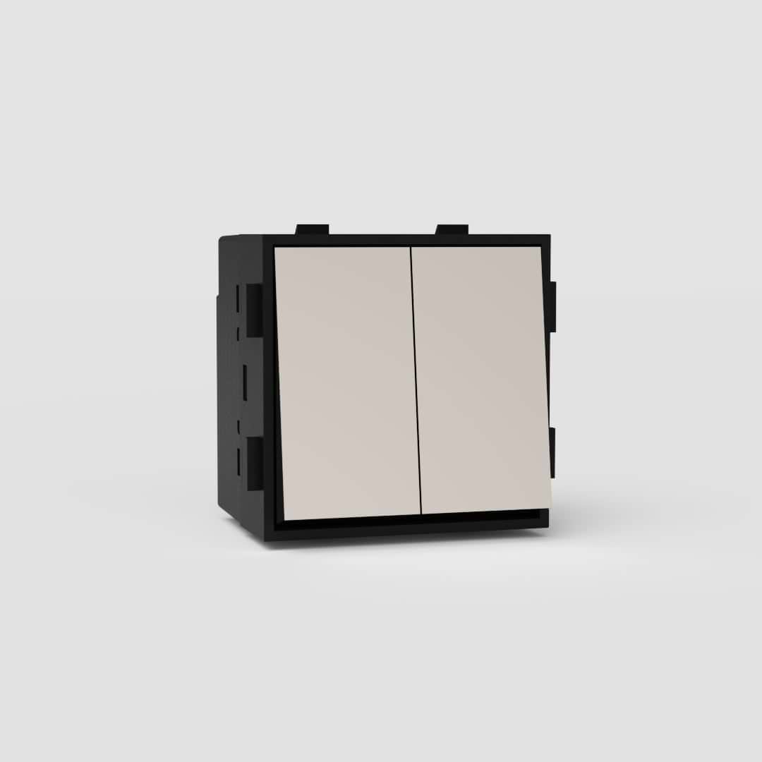Double Intermediate Rocker Switch in Polished Nickel Black EU - Dual Control Light Management Solution