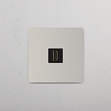High-Definition Video Accessory on White Background: Polished Nickel Black Single HDMI Module